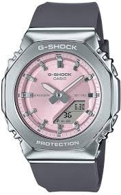 Front view of Casio Mini Oak G-Steel Pink GM-S2110-4AER Womens Watch on white background