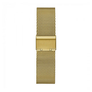 Angle shot of Guess Campbell GW0214G2 Black Dial Gold Stainless Steel Unisex Watch on white background