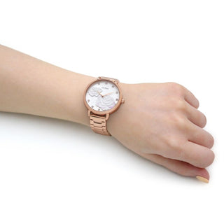 Angle shot of Guess GW0242L3 Grey Dial Rose Gold Stainless Steel Womens Watch on white background