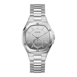 Front view of Guess Crush GW0310L1 Grey Stainless Steel Womens Watch on white background