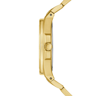 Angle shot of Guess GW0310L2 Black Dial Gold Stainless Steel Womens Watch on white background