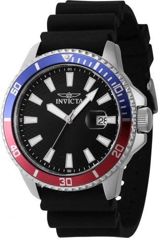 Front view of Invicta Pro Diver INV46131 Black Silicon Mens Watch on white background