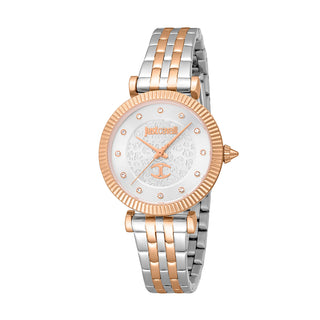 Angle shot of Just Cavalli SET JC1L266 Unleashed JC1L266M0065 Grey Stainless Steel Womens Watch on white background