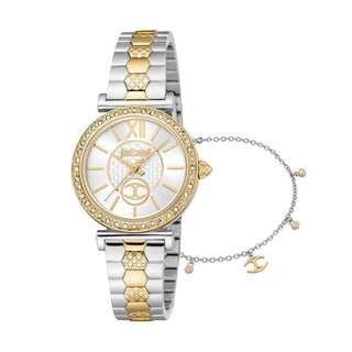 Front view of Just Cavalli SET JC1L273 Varenna JC1L273M0085 Grey Stainless Steel Womens Watch on white background