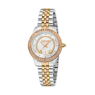 Front view of Just Cavalli Animalier JC1L275 Neive JC1L275M0085 Grey Stainless Steel Womens Watch on white background