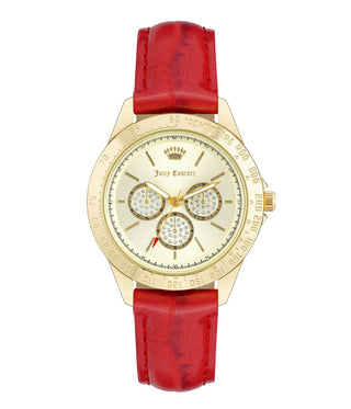 Front view of Juicy Couture JC_1220GPRD Womens Watch on white background