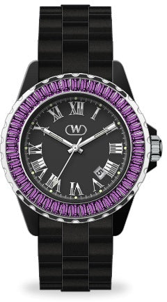 Front view of Wintex Milano KERAMIK_N AMETHYST Womens Watch on white background