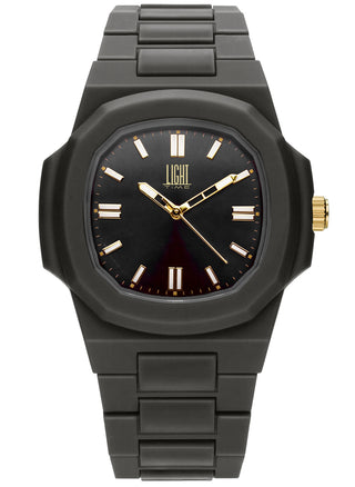 Front view of Light Time Velvet Nautilus Black L511-NE Mens Watch on white background