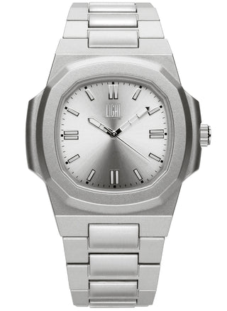 Front view of Light Time Velvet Nautilus Silver L511-SIL Mens Watch on white background