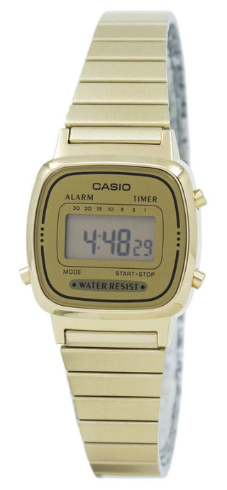 Front view of Casio LA670WGA-9DF Womens Watch on white background