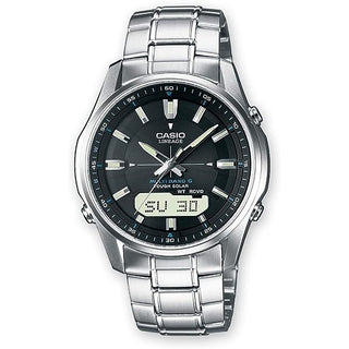 Front view of Casio Ana-Digit Multiband 6 Tough Solar LCW-M100TSE-1A2ER Mens Watch on white background