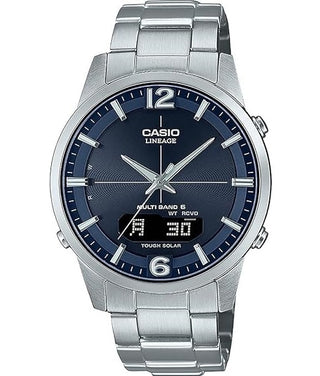 Front view of Casio Ana-Digit Multiband 6 Tough Solar LCW-M170D-2AER Mens Watch on white background