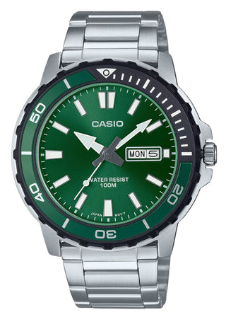 Front view of Casio MTD-125D-3AV Mens Watch on white background