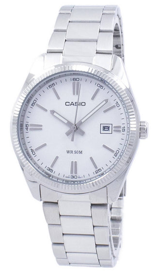 Front view of Casio MTP-1302D-7A1V Mens Watch on white background