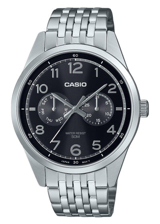 Front view of Casio MTP-E340D-1AV Mens Watch on white background