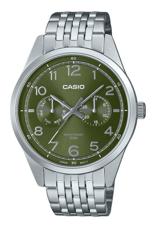 Front view of Casio MTP-E340D-3AV Mens Watch on white background