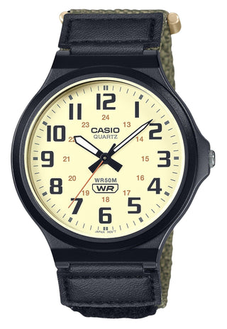 Front view of Casio MW-240B-3BV Mens Watch on white background