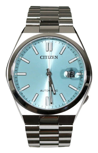 Front view of Citizen Tsuyosa Automatic Aqua Green NJ0151-88M Mens Watch on white background