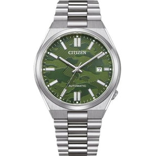 Front view of Citizen Tsuyosa Automatic Camo NJ0159-86X Mens Watch on white background