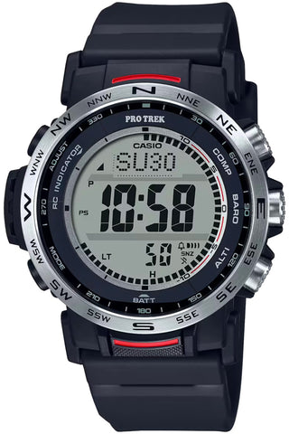 Front view of Casio Pro-Trek PRW-35-1AER Black Resin Mens Watch on white background