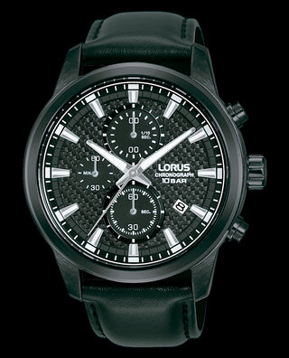 Angle shot of Lorus Sports Chronograph RM333HX9 Mens Watch on white background