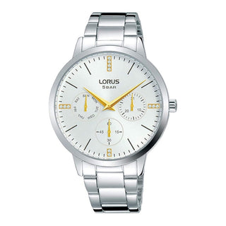 Front view of Lorus Lady RP629DX9 Grey Stainless Steel Womens Watch on white background