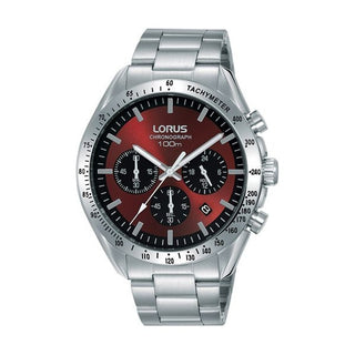 Front view of Lorus Sports Chronograph RT337HX9 Mens Watch on white background