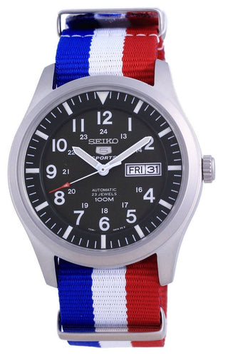 Front view of Seiko SNZG09K1-VAR-NATO25 Mens Watch on white background