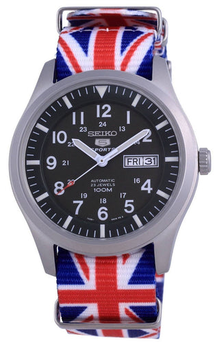 Front view of Seiko SNZG09K1-VAR-NATO28 Mens Watch on white background