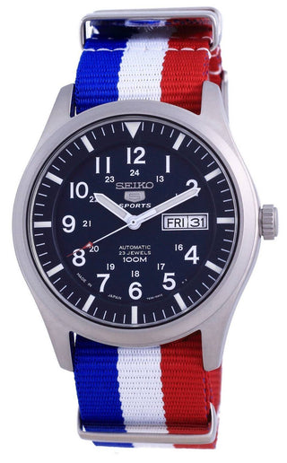 Front view of Seiko SNZG11J1-VAR-NATO25 Mens Watch on white background