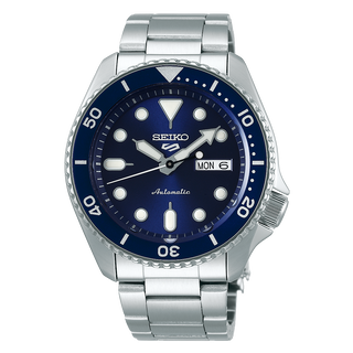 Front view of Seiko 5 Sports SRPD51K1 Steel Stainless Steel Mens Watch on white background