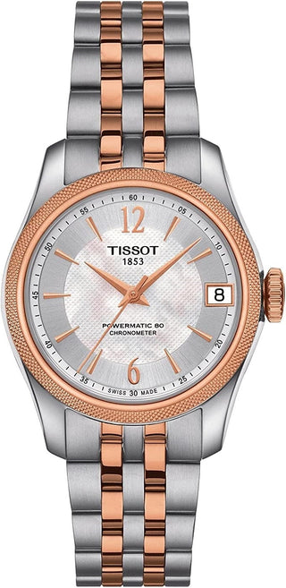 Front view of Tissot Ballade Powermatic 80 Chronometer Cosc T1082082211701 Womens Watch on white background