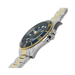 Angle shot of Timex Harborside Coast Collection TW2V42000 Blue Dial Gold Stainless Steel Mens Watch on white background