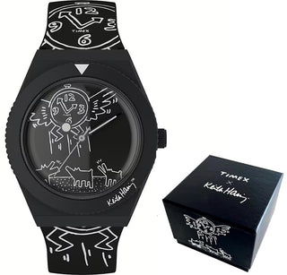 Front view of Timex Q X Keith Haring Special Edt TW2W25600 Mens Watch on white background