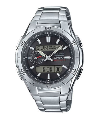 Front view of Casio Wave Ceptor Multibadn 6 Tough Solar WVA-M650D-1AER Mens Watch on white background