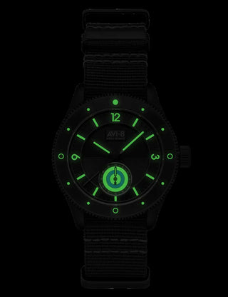 Angle shot of Avi-8 AV-4112-05 Black Textile Unisex Watch on white background