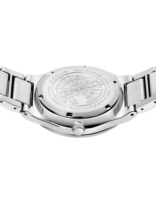 Angle shot of Bering 15239-777 Blue Dial Silver Titanium Unisex Watch on white background