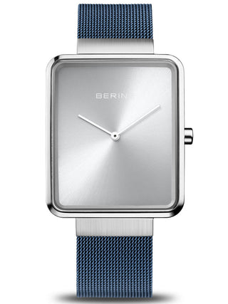 Front view of Bering 14533-300 Silver Dial Blue Stainless Steel Unisex Watch on white background