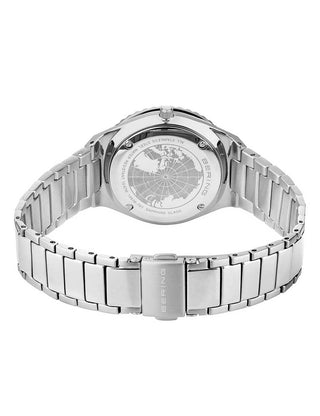 Angle shot of Bering 18936-705 Blue Dial Silver Stainless Steel Womens Watch on white background