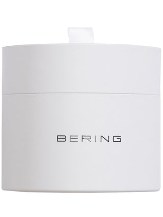 Angle shot of Bering 15836-404 White Dial Black Silicone Unisex Watch on white background