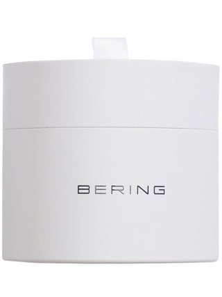 Angle shot of Bering 14040-404 White Dial Black Leather Unisex Watch on white background