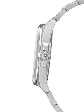 Angle shot of Citizen BM7108-81A White Dial Silver Stainless Steel Unisex Watch on white background