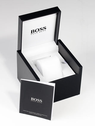 Angle shot of Hugo Boss 1502587 Blue Dial Silver Stainless Steel Womens Watch on white background