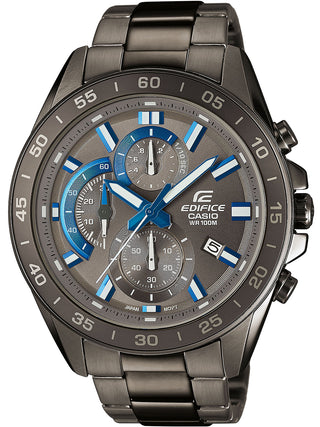 Front view of Casio Standard Chronograph EFV-550GY-8AVUEF Grey Stainless Steel Unisex Watch on white background