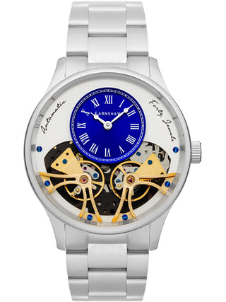 Front view of Thomas Earnshaw ES-8179-11 Blue Dial Silver Stainless Steel Unisex Watch on white background