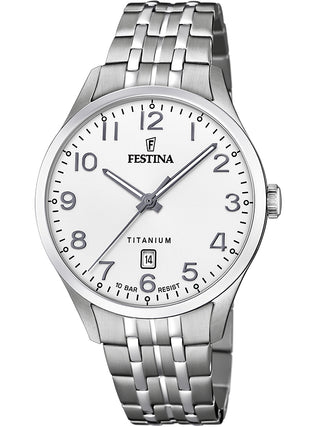 Front view of Festina F20466/1 Silver Titanium Unisex Watch on white background