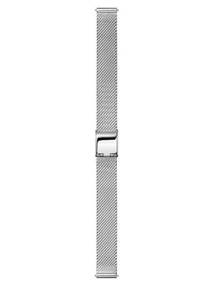 Angle shot of Mondaine MSE.26140.SM Silver Stainless Steel Womens Watch on white background