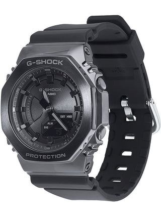 Angle shot of Casio G-Shock GM-S2100B-8AER Blue Resin Mens Watch on white background