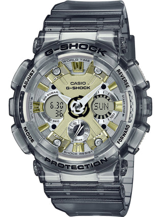 Front view of Casio G-Shock GMA-S120GS-8AER Grey Resin Unisex Watch on white background