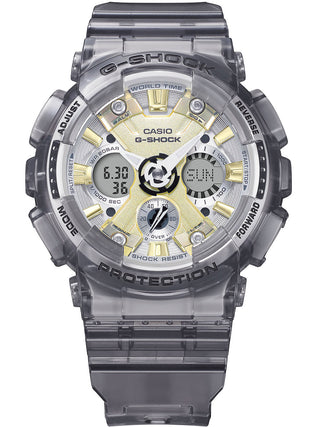 Angle shot of Casio G-Shock GMA-S120GS-8AER Grey Resin Unisex Watch on white background